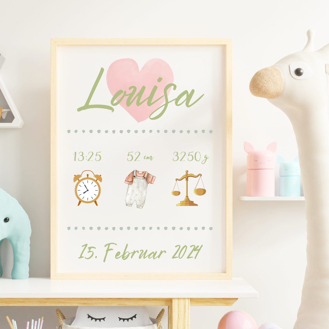 Babyposter Liebe mit Herz