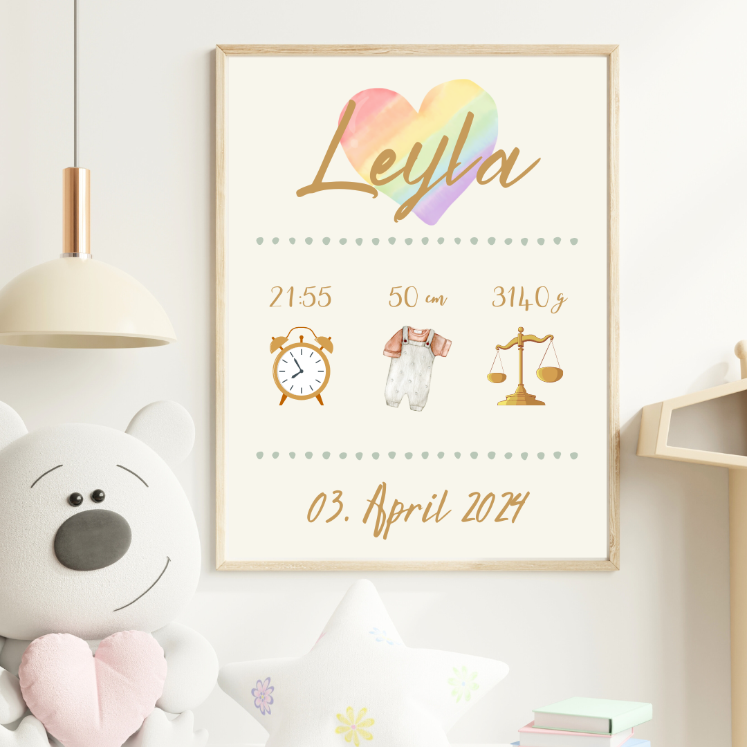 Babyposter Liebe mit Herz