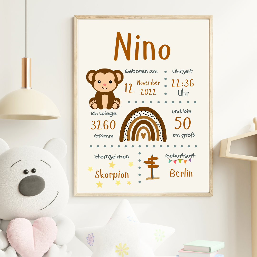 Babyposter Bunte Tierwelt