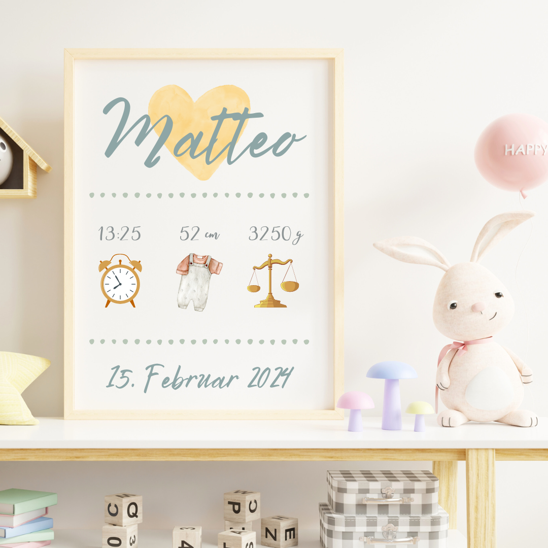 Babyposter Liebe mit Herz